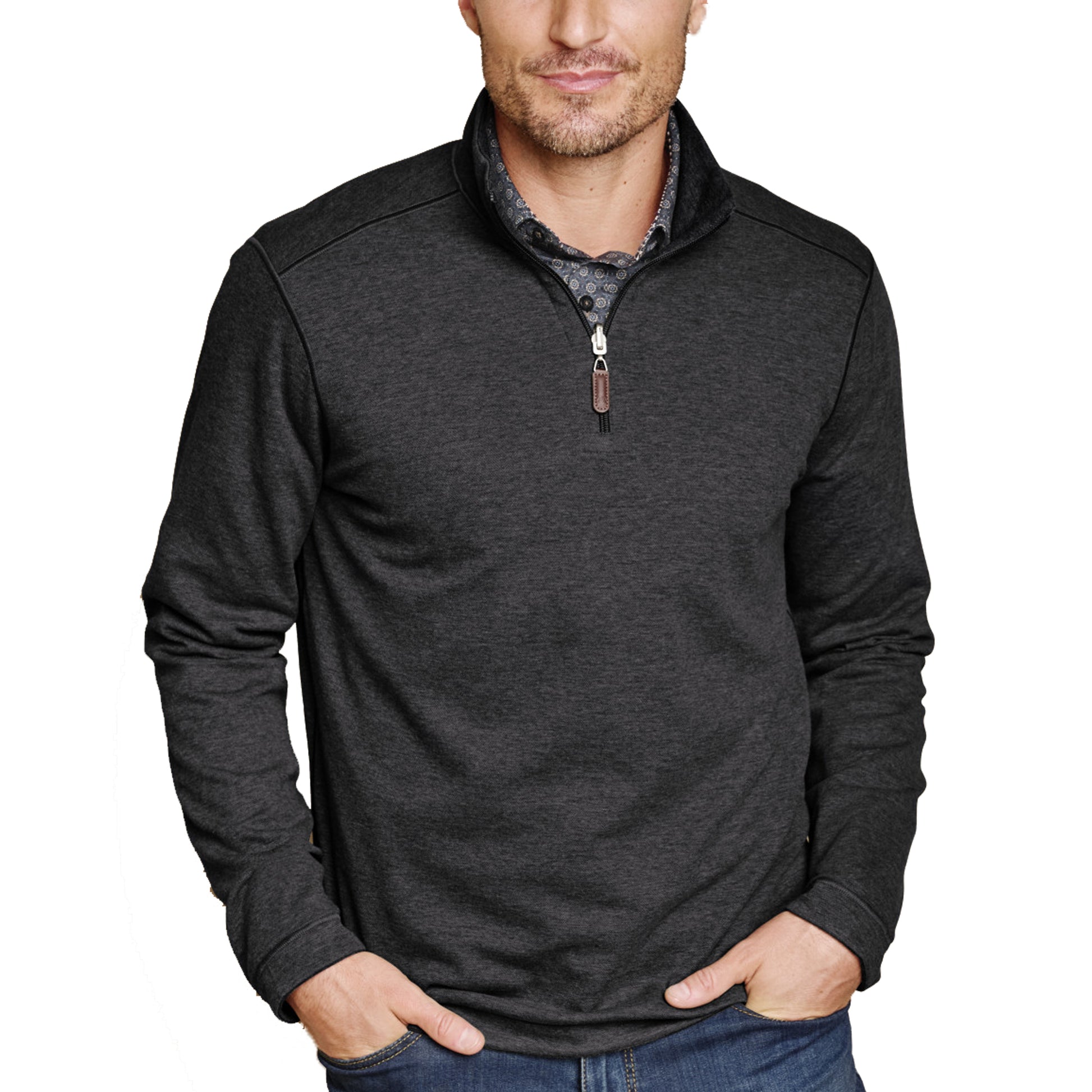 REVERSIBLE SOLID QUARTER ZIP-MENS SWEATERS & KNITS-JOHNSTON & MURPHY-JB Evans Fashions & Footwear