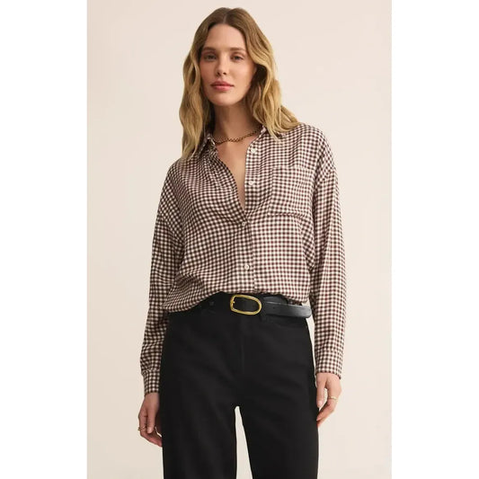 RIVER PLAID BUTTON-LADIES TOPS-Z SUPPLY-JB Evans Fashions & Footwear