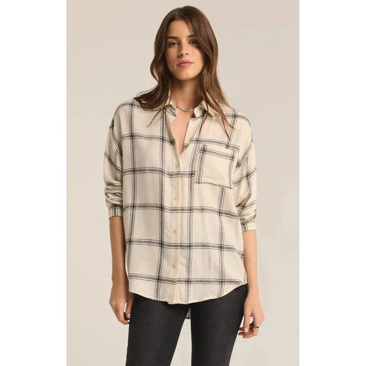 RIVER PLAID BUTTON UP-LADIES TOPS-Z SUPPLY-JB Evans Fashions & Footwear