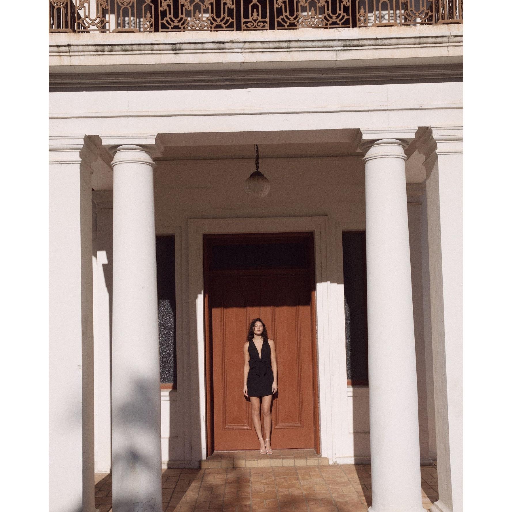 ROMY BOW FRONT MINI DRESS-LADIES DRESSES & JUMPERS-MINK PINK-JB Evans Fashions & Footwear