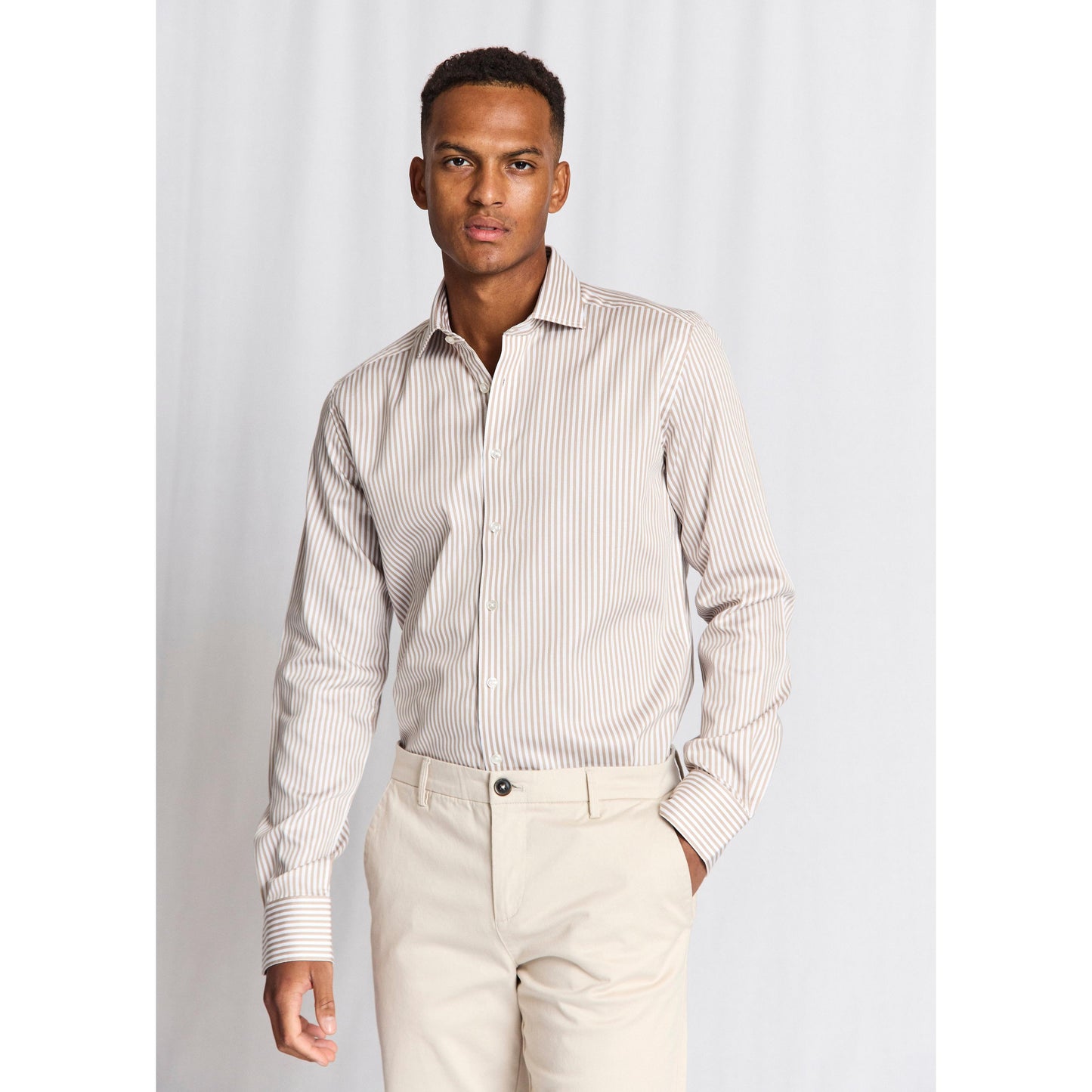SANTOS STRIPE MODERN FIT-MENS SHIRTS-BRUUN STENGADE-JB Evans Fashions & Footwear