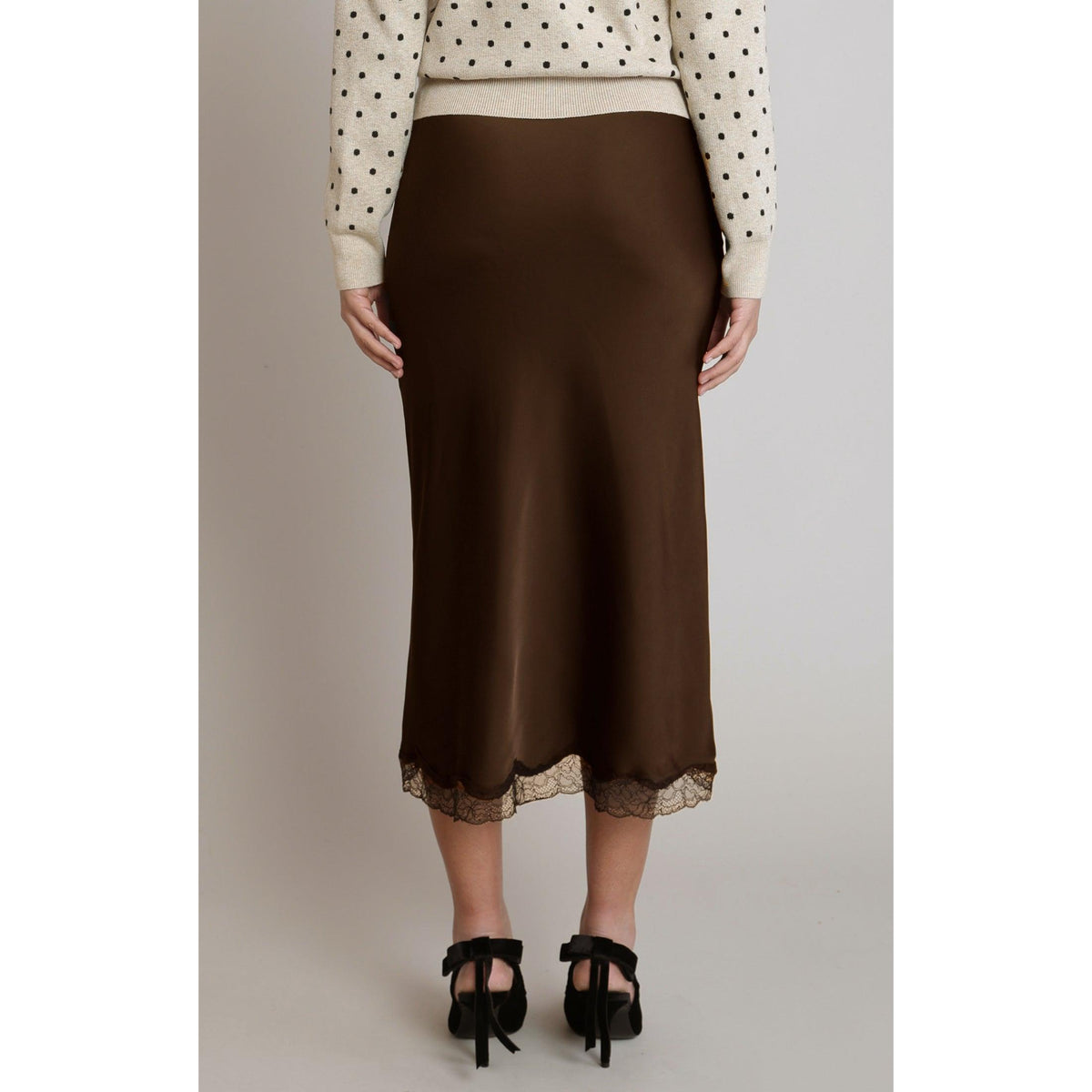 SATIN LACE SKIRT-SKIRTS-DEX-JB Evans Fashions & Footwear