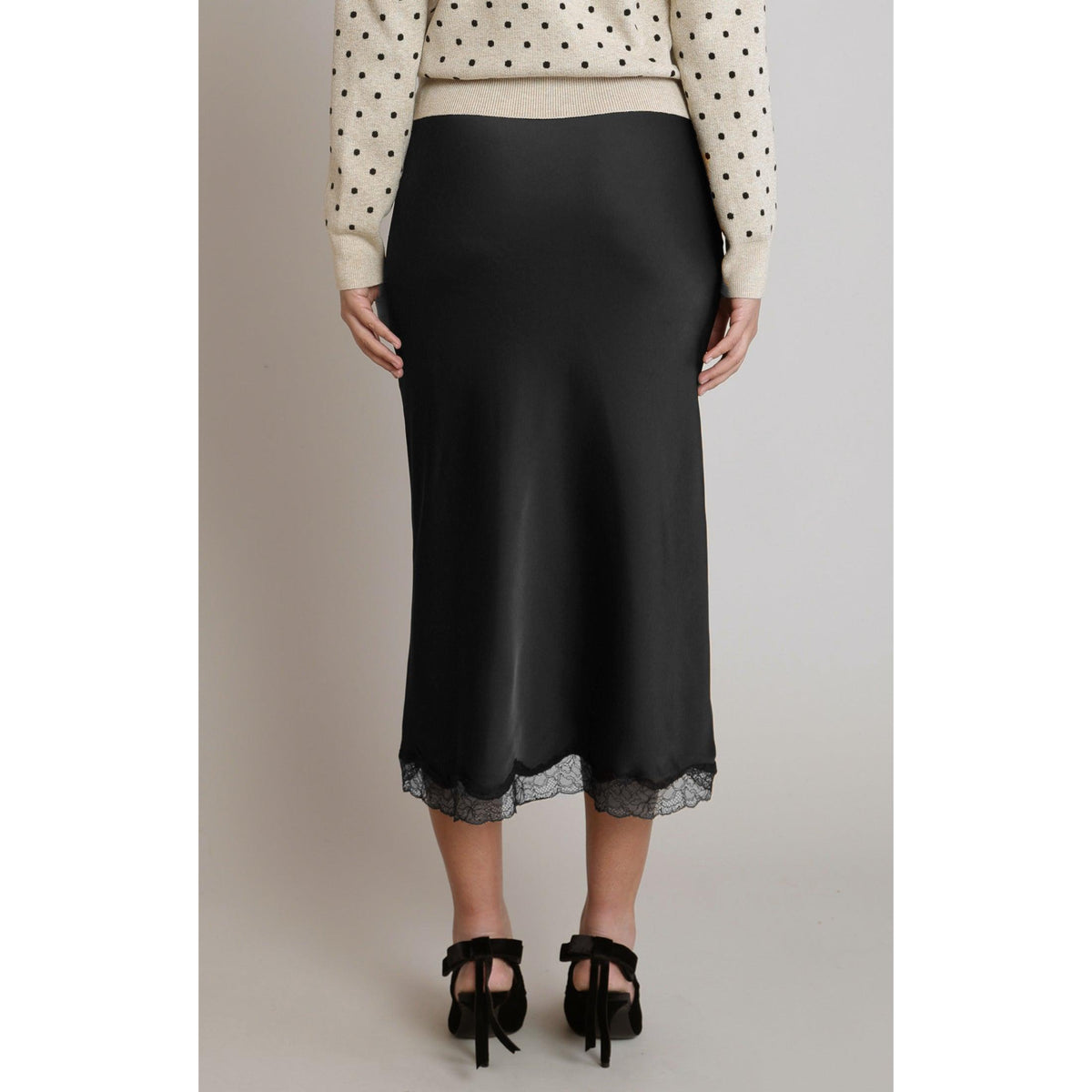 SATIN LACE SKIRT-SKIRTS-DEX-JB Evans Fashions & Footwear