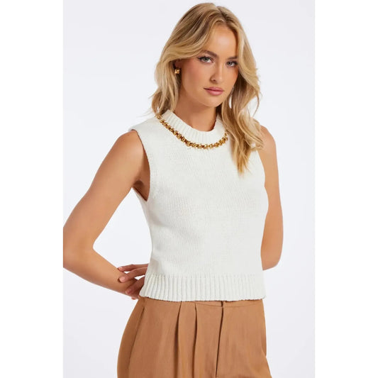 SAVOY CHAIN DETAIL SWEATER-LADIES SWEATERS & KNITS-BISHOP & YOUNG-JB Evans Fashions & Footwear