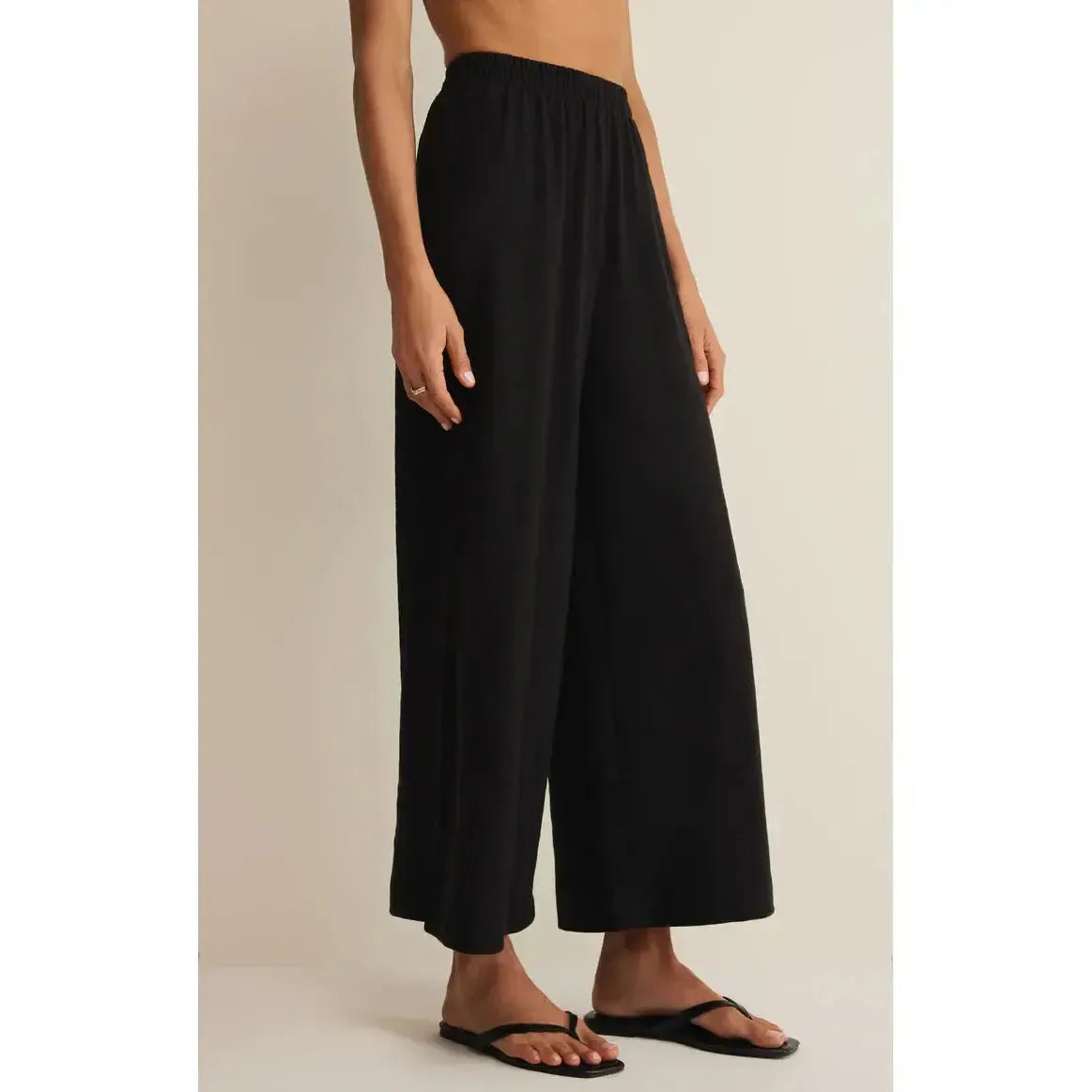SCOUT TEXTURED BLACK SLUB PANT-LADIES PANTS-Z SUPPLY-JB Evans Fashions & Footwear