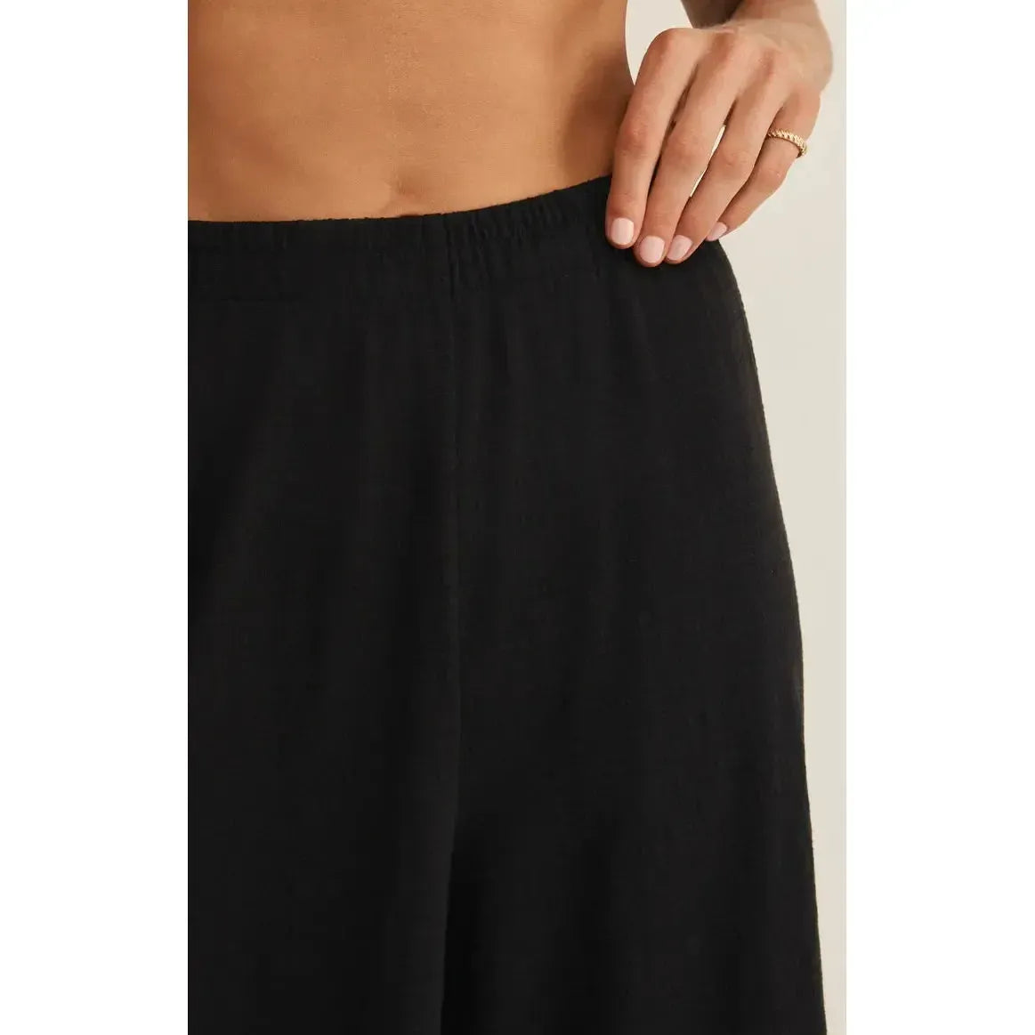 SCOUT TEXTURED BLACK SLUB PANT-LADIES PANTS-Z SUPPLY-JB Evans Fashions & Footwear