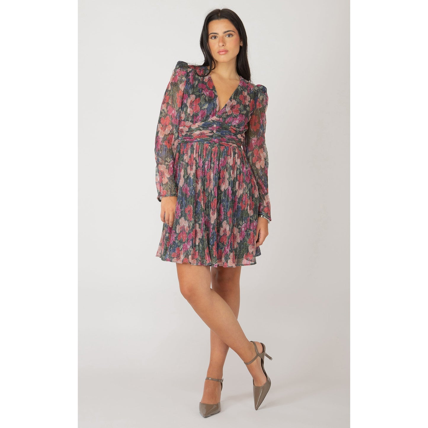 SHIMMER PLISSE MINI DRESS-LADIES DRESSES & JUMPERS-DEX-JB Evans Fashions & Footwear