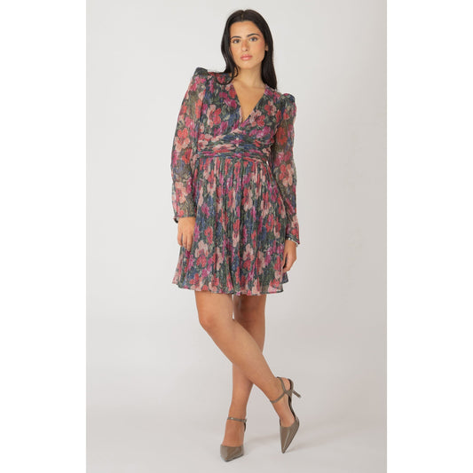 SHIMMER PLISSE MINI DRESS-LADIES DRESSES & JUMPERS-DEX-JB Evans Fashions & Footwear