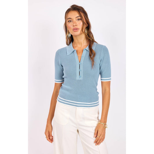 SIDE QUEST POLO SWEATER TOP-LADIES TOPS-SAGE THE LABEL-JB Evans Fashions & Footwear