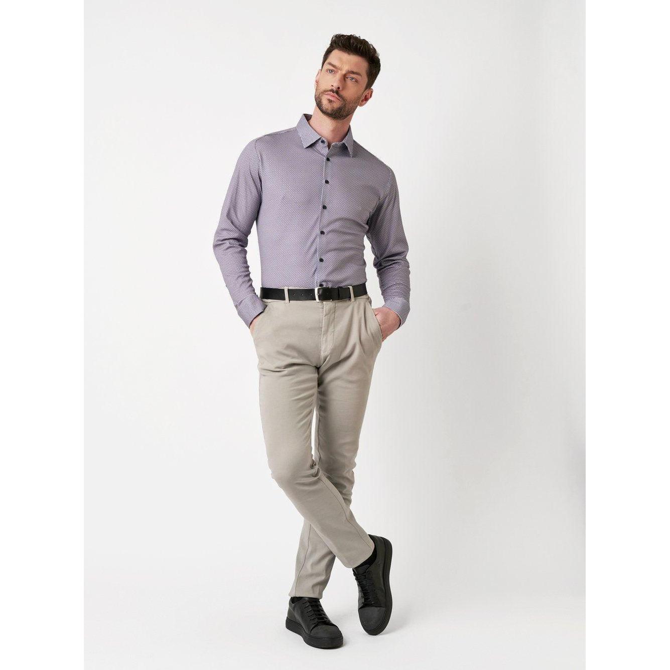 SLIM FIT STRETCH CIRCLE PRINT-MENS SHIRTS-DESOTO-JB Evans Fashions & Footwear