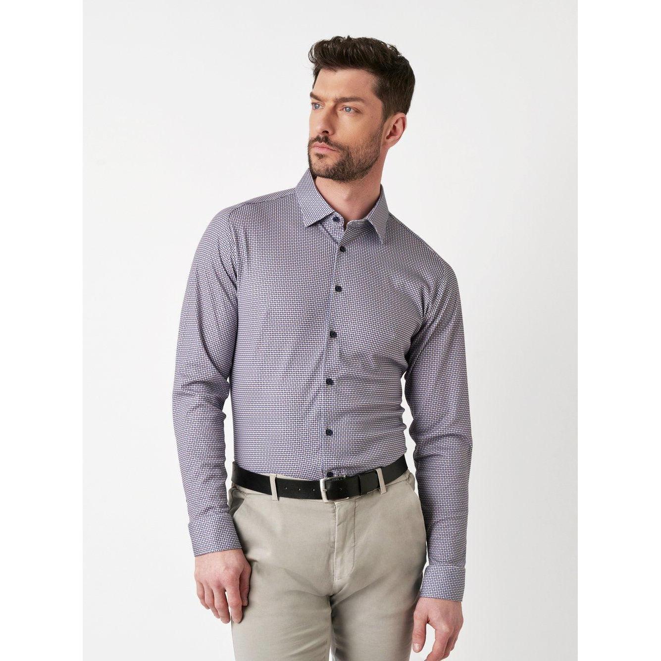 SLIM FIT STRETCH CIRCLE PRINT-MENS SHIRTS-DESOTO-JB Evans Fashions & Footwear
