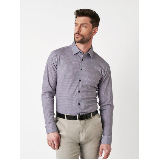 SLIM FIT STRETCH CIRCLE PRINT-MENS SHIRTS-DESOTO-JB Evans Fashions & Footwear