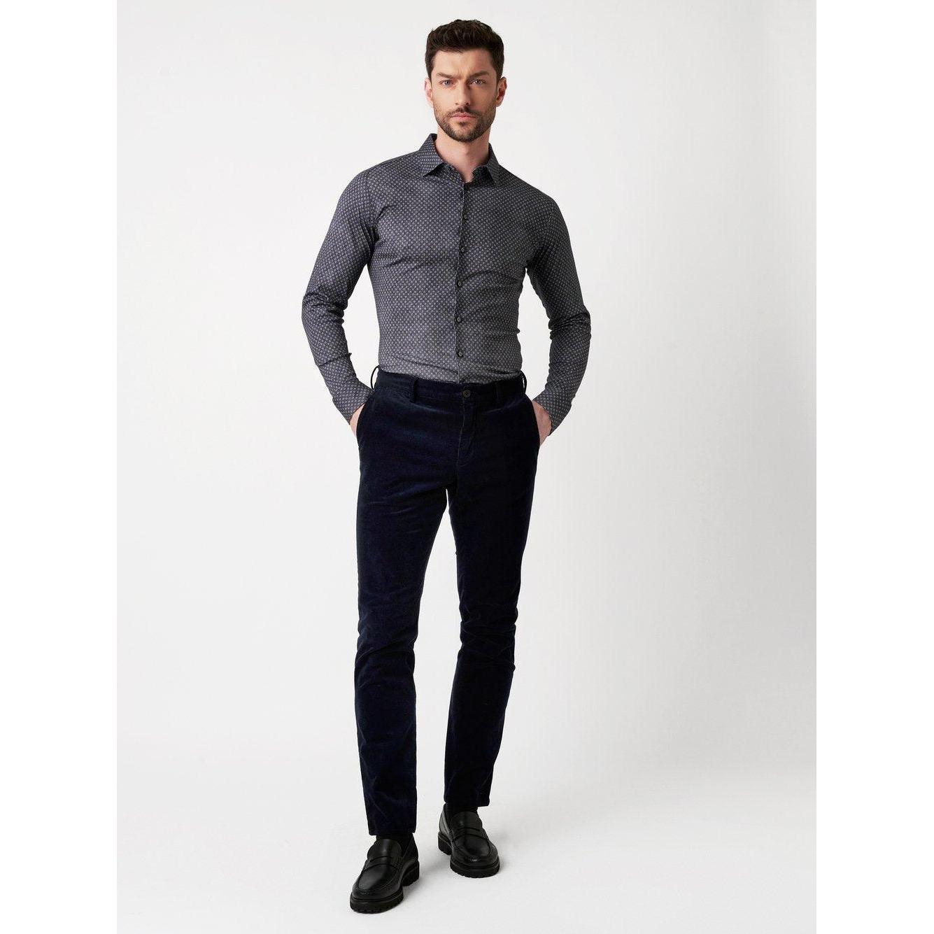 SLIM FIT STRETCH DOT PRINT-MENS SHIRTS-DESOTO-JB Evans Fashions & Footwear