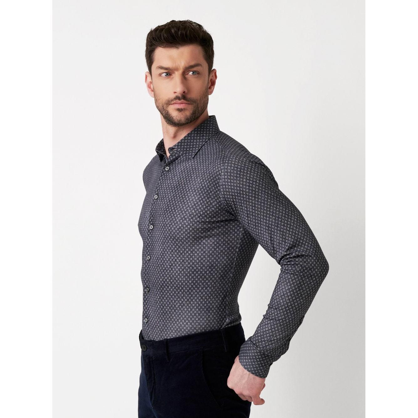 SLIM FIT STRETCH DOT PRINT-MENS SHIRTS-DESOTO-JB Evans Fashions & Footwear