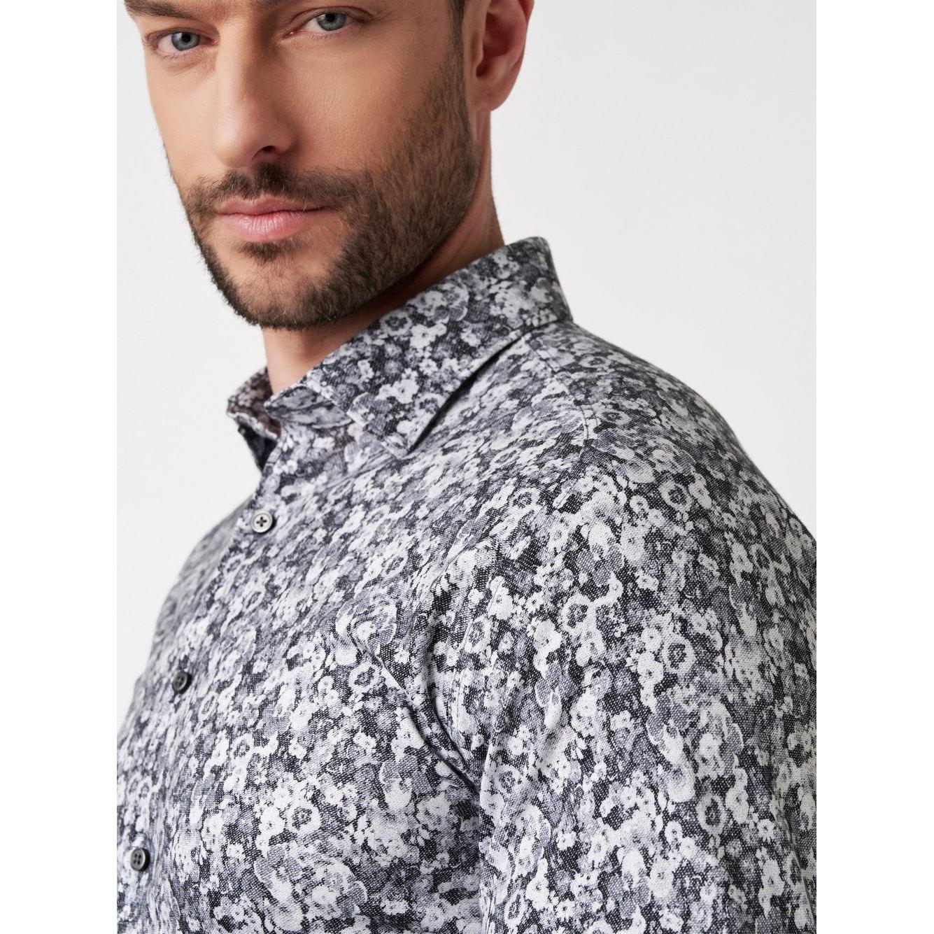 SLIM FIT STRETCH FLORAL PRINT-MENS SHIRTS-DESOTO-JB Evans Fashions & Footwear