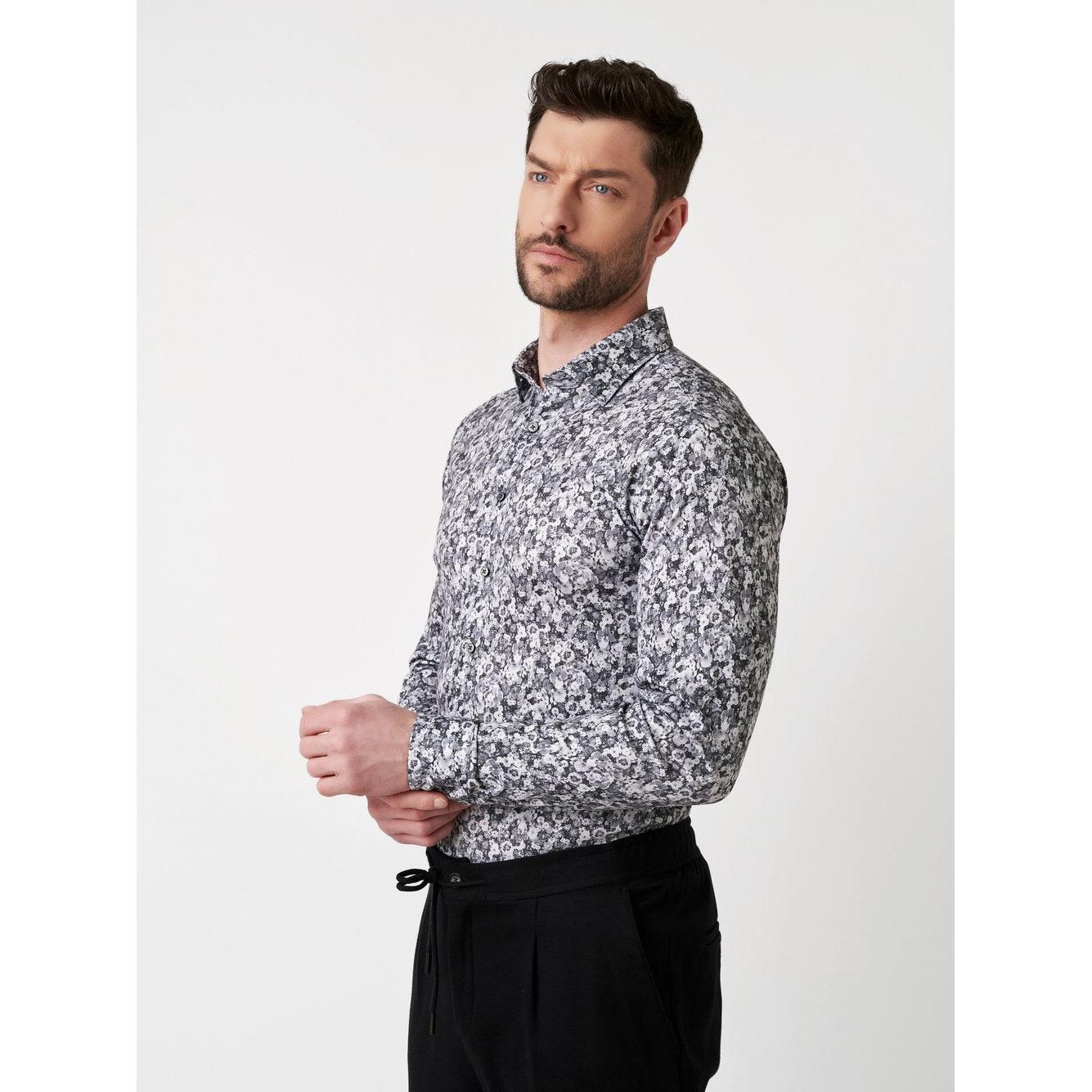 SLIM FIT STRETCH FLORAL PRINT-MENS SHIRTS-DESOTO-JB Evans Fashions & Footwear
