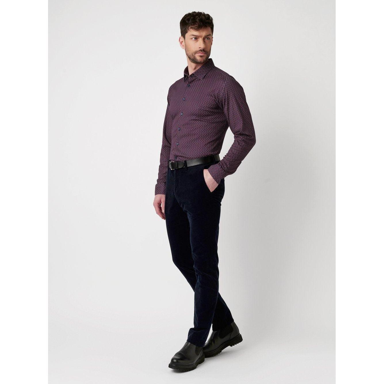 SLIM FIT STRETCH GEOMETRIC PRINT-MENS SHIRTS-DESOTO-JB Evans Fashions & Footwear