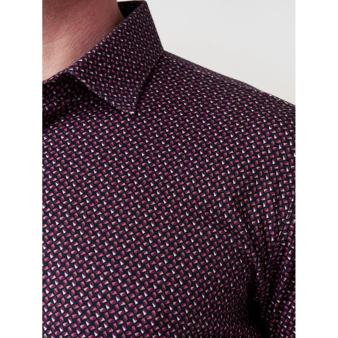 SLIM FIT STRETCH GEOMETRIC PRINT-MENS SHIRTS-DESOTO-JB Evans Fashions & Footwear