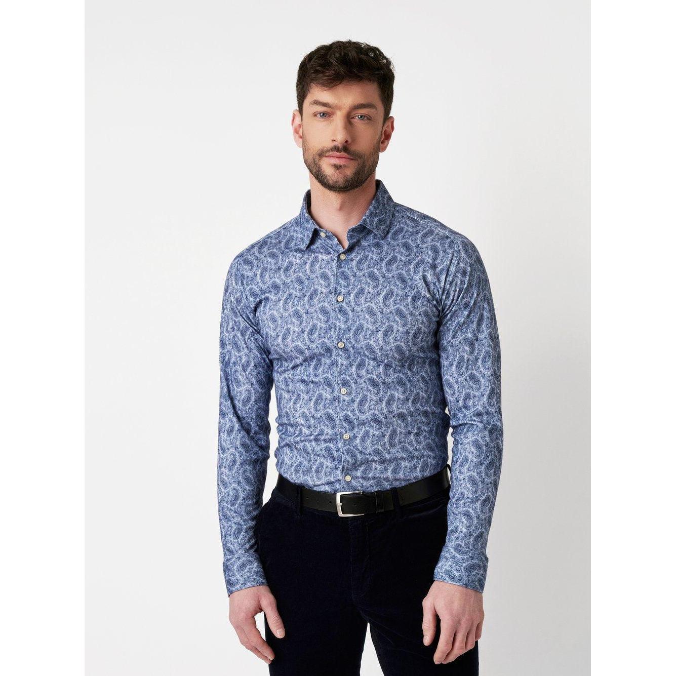 SLIM FIT STRETCH PAISLEY PRINT-MENS SHIRTS-DESOTO-JB Evans Fashions & Footwear