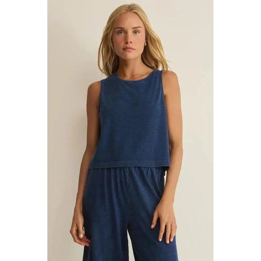 SLOANE JERSEY DENIM MUSCLE TANK-LADIES T-SHIRTS & TANKS-Z SUPPLY-JB Evans Fashions & Footwear