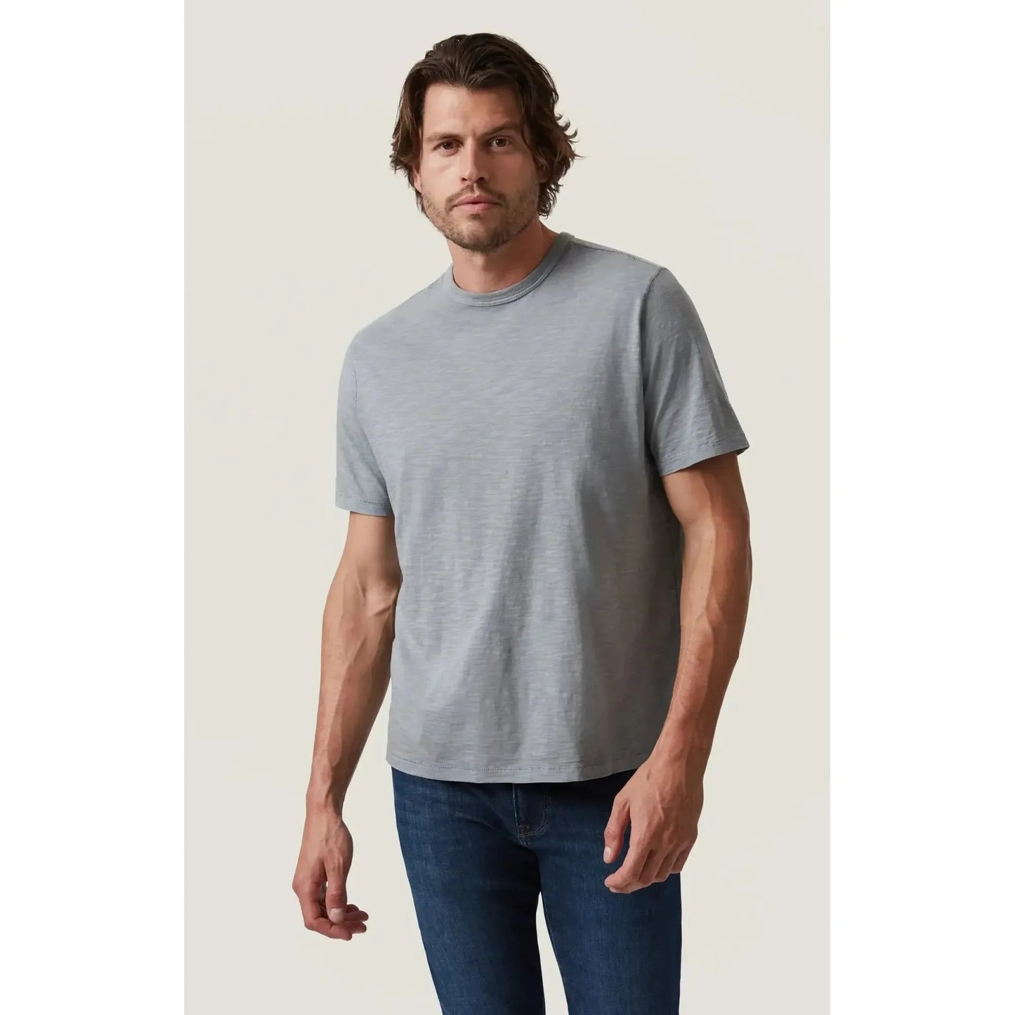 SLUB CREW NECK T-SHIRT - MONUMENT GREY-MENS T-SHIRTS & POLO'S-34 HERITAGE-JB Evans Fashions & Footwear