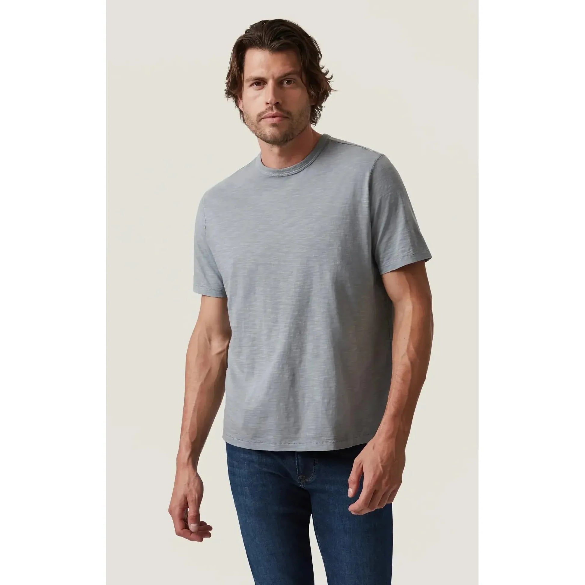 SLUB CREW NECK T-SHIRT - MONUMENT GREY-MENS T-SHIRTS & POLO'S-34 HERITAGE-JB Evans Fashions & Footwear
