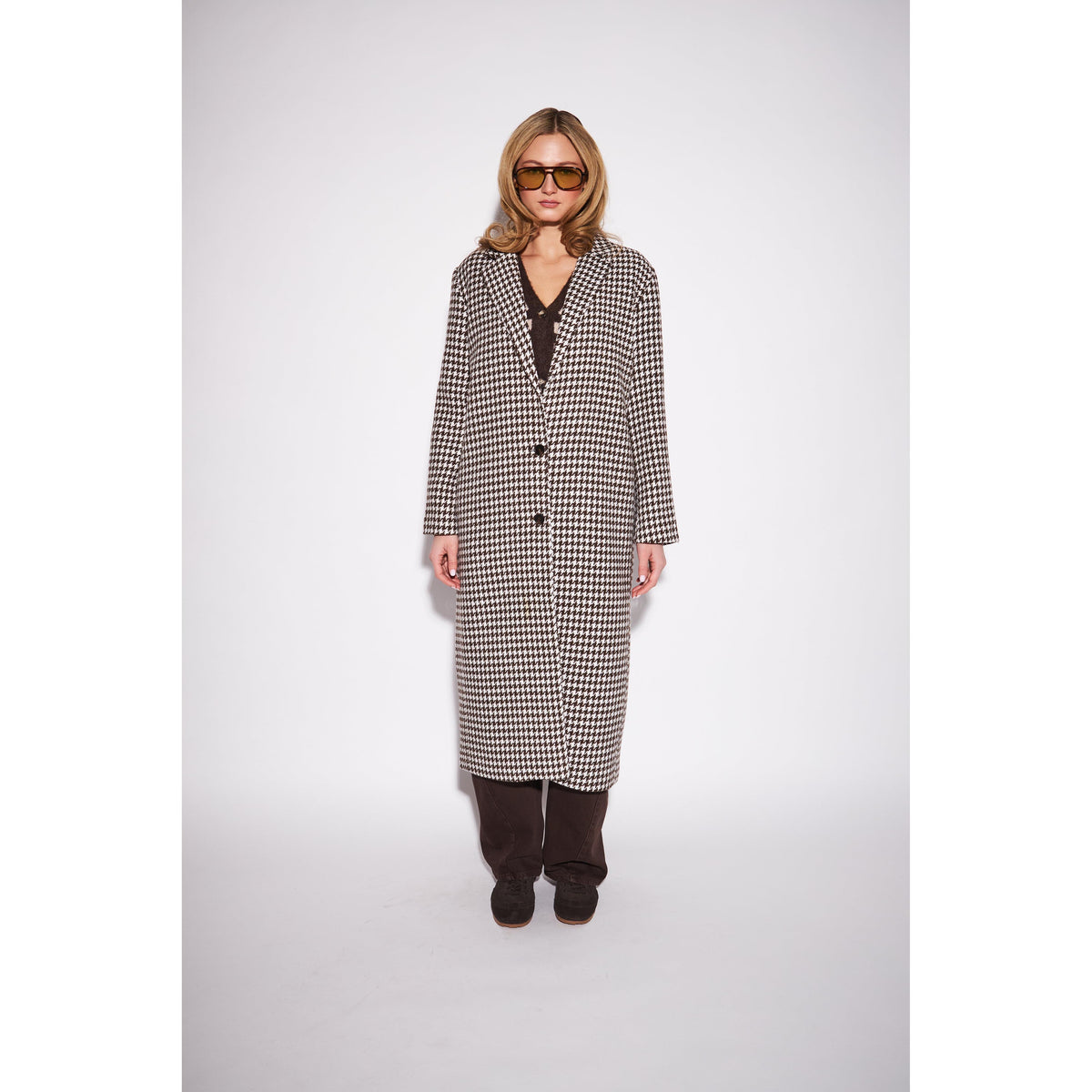 SOFIA HOUNDSTOOTH COATIGAN-LADIES SWEATERS & KNITS-JOHN & JENN-JB Evans Fashions & Footwear