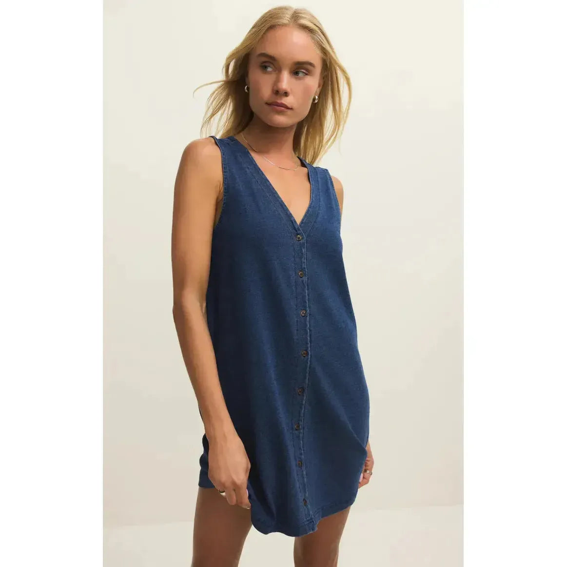 SOLACE DENIM MINI DRESS-LADIES DRESSES & JUMPERS-Z SUPPLY-JB Evans Fashions & Footwear
