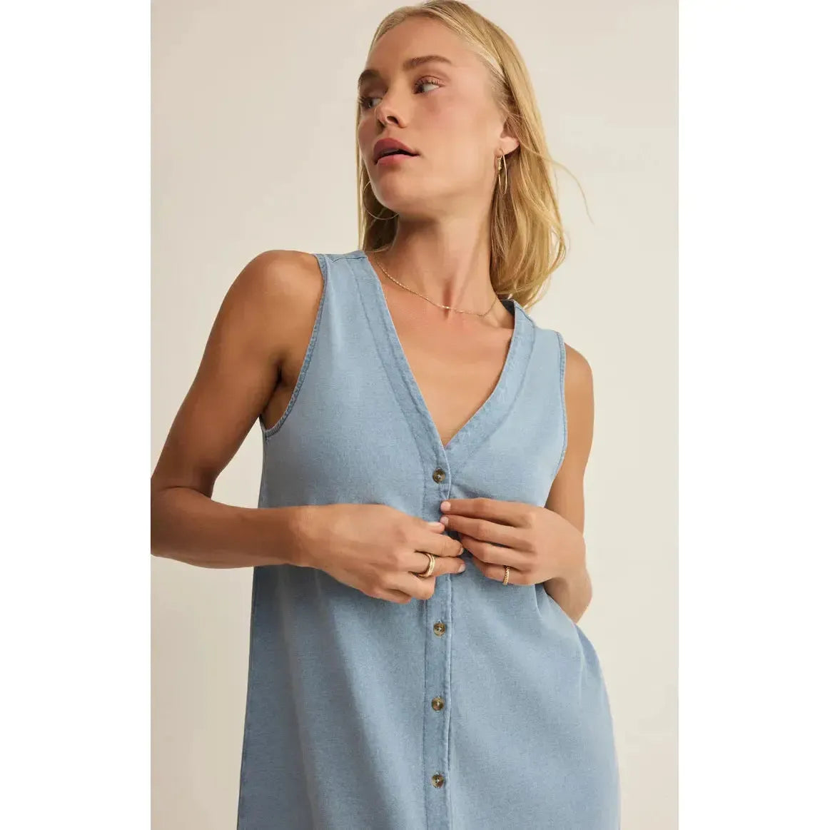 SOLACE DENIM MINI DRESS-LADIES DRESSES & JUMPERS-Z SUPPLY-JB Evans Fashions & Footwear