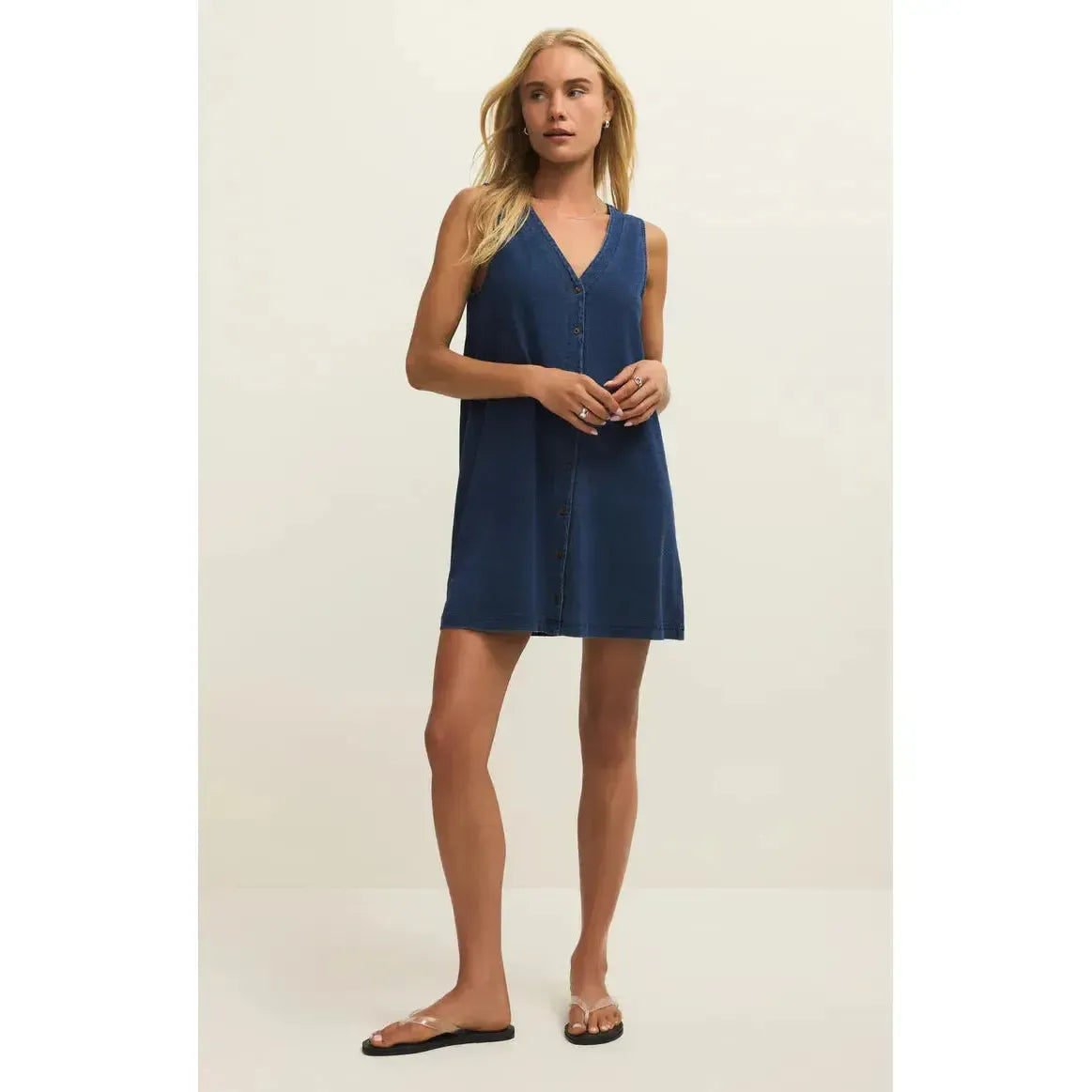 SOLACE DENIM MINI DRESS-LADIES DRESSES & JUMPERS-Z SUPPLY-JB Evans Fashions & Footwear
