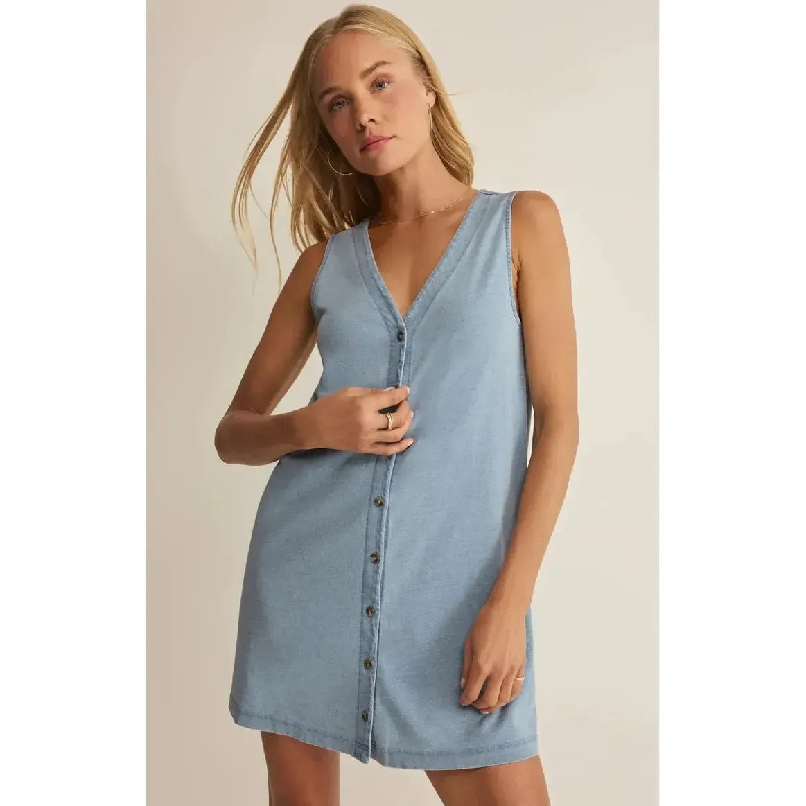 SOLACE DENIM MINI DRESS-LADIES DRESSES & JUMPERS-Z SUPPLY-JB Evans Fashions & Footwear