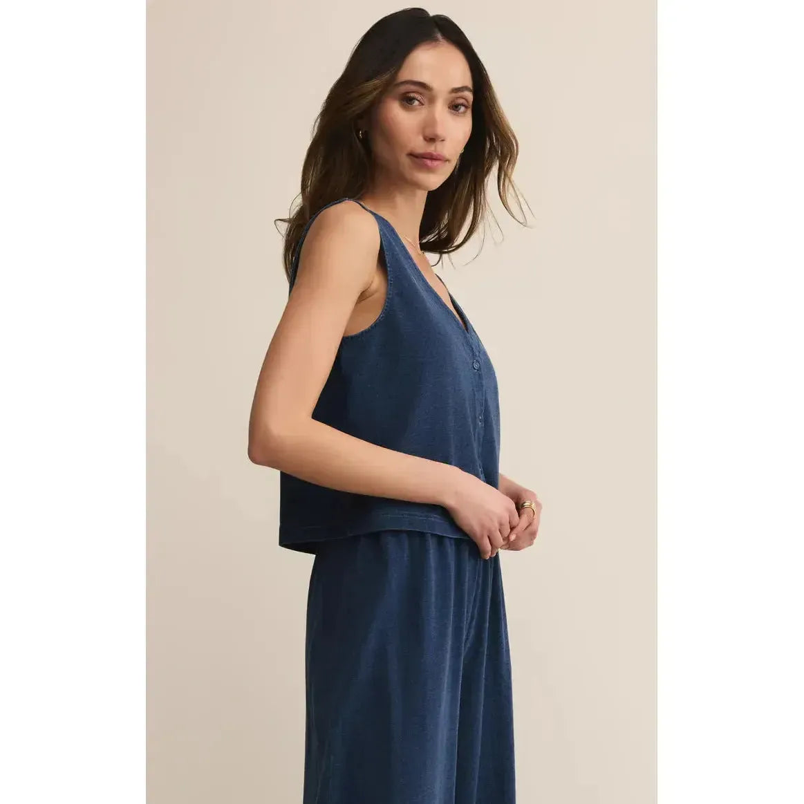 SOLACE JERSEY DENIM TOP-LADIES TOPS-Z SUPPLY-JB Evans Fashions & Footwear