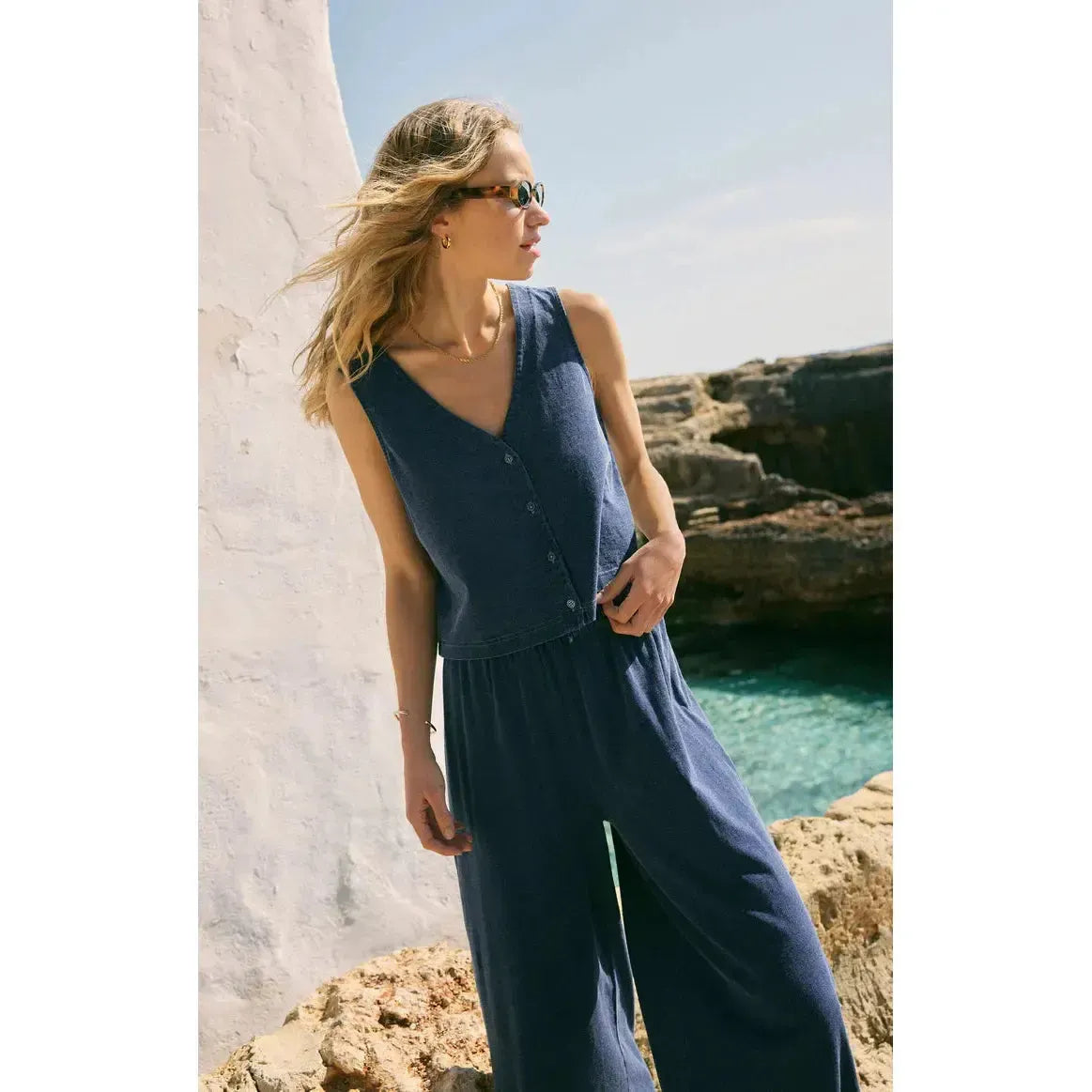 SOLACE JERSEY DENIM TOP-LADIES TOPS-Z SUPPLY-JB Evans Fashions & Footwear