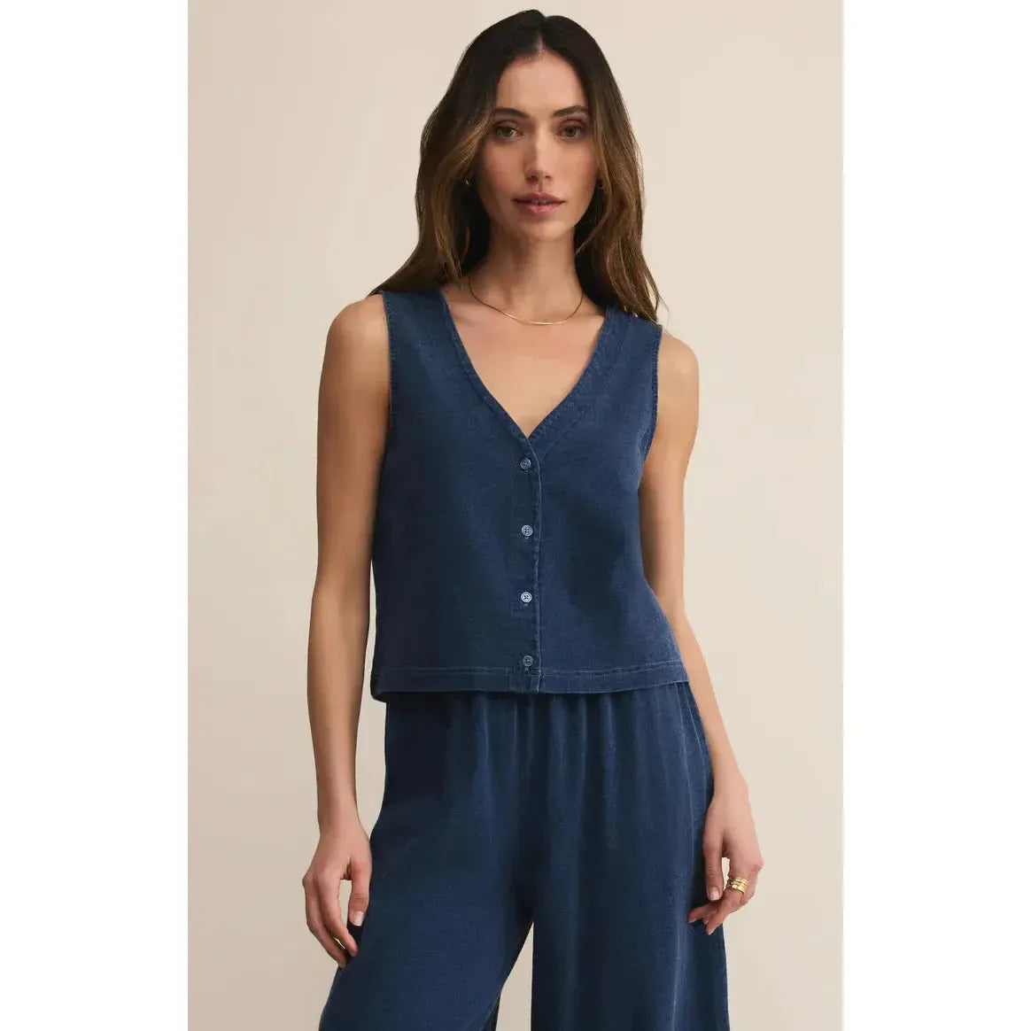 SOLACE JERSEY DENIM TOP-LADIES TOPS-Z SUPPLY-JB Evans Fashions & Footwear