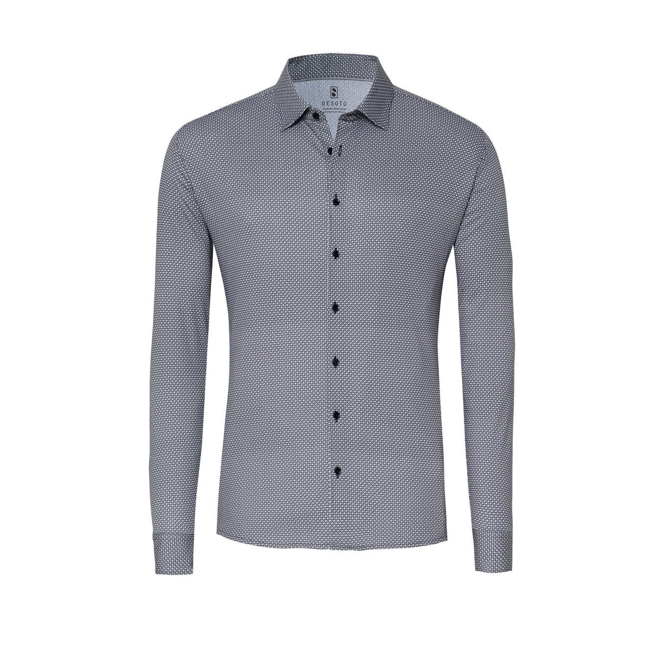 SQUARE PRINT JERSEY STRETCH-MENS SHIRTS-DESOTO-JB Evans Fashions & Footwear