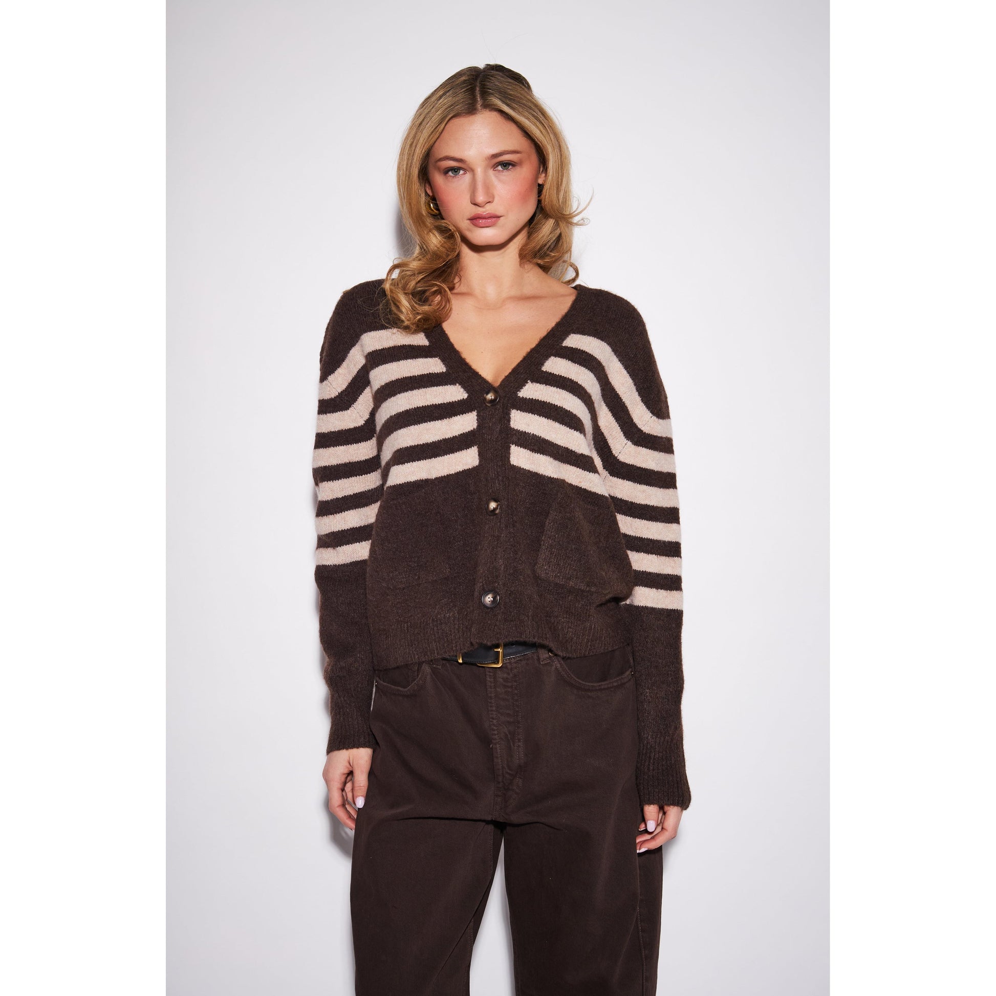 STANLEY V-NECK CARDIGAN-LADIES SWEATERS & KNITS-JOHN & JENN-JB Evans Fashions & Footwear