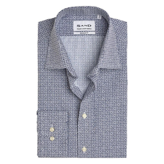 STATEN2 SQUARE PRINT ITALAIN LUXURY FABRIC-MENS DRESS SHIRTS-SAND-JB Evans Fashions & Footwear