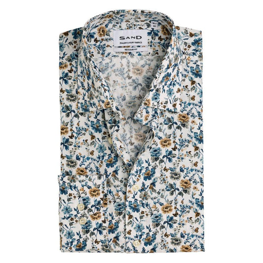 STATENW LARGE FLORAL ITALIAN LUX FABRIC-MENS DRESS SHIRTS-SAND-JB Evans Fashions & Footwear