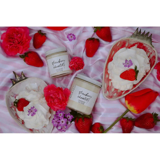 STRAWBERRY CHANTILLY 8OZ CANDLE-STRAWCHAN-HOME-WAXXED CANDLE CO.-JB Evans Fashions & Footwear