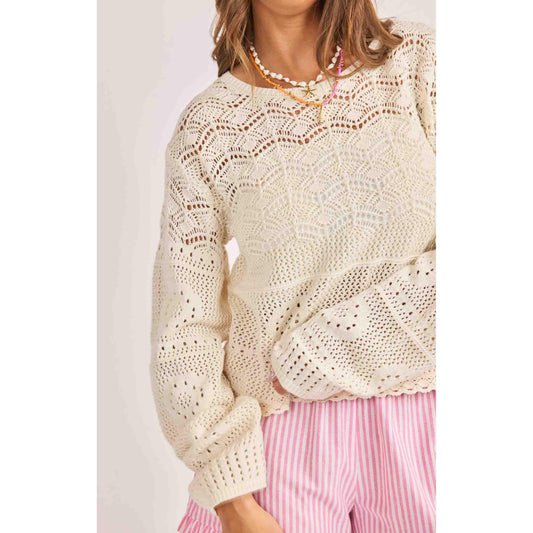 SUNNY OPEN CROCHET PULLOVER-LADIES TOPS-SADIE & SAGE-JB Evans Fashions & Footwear