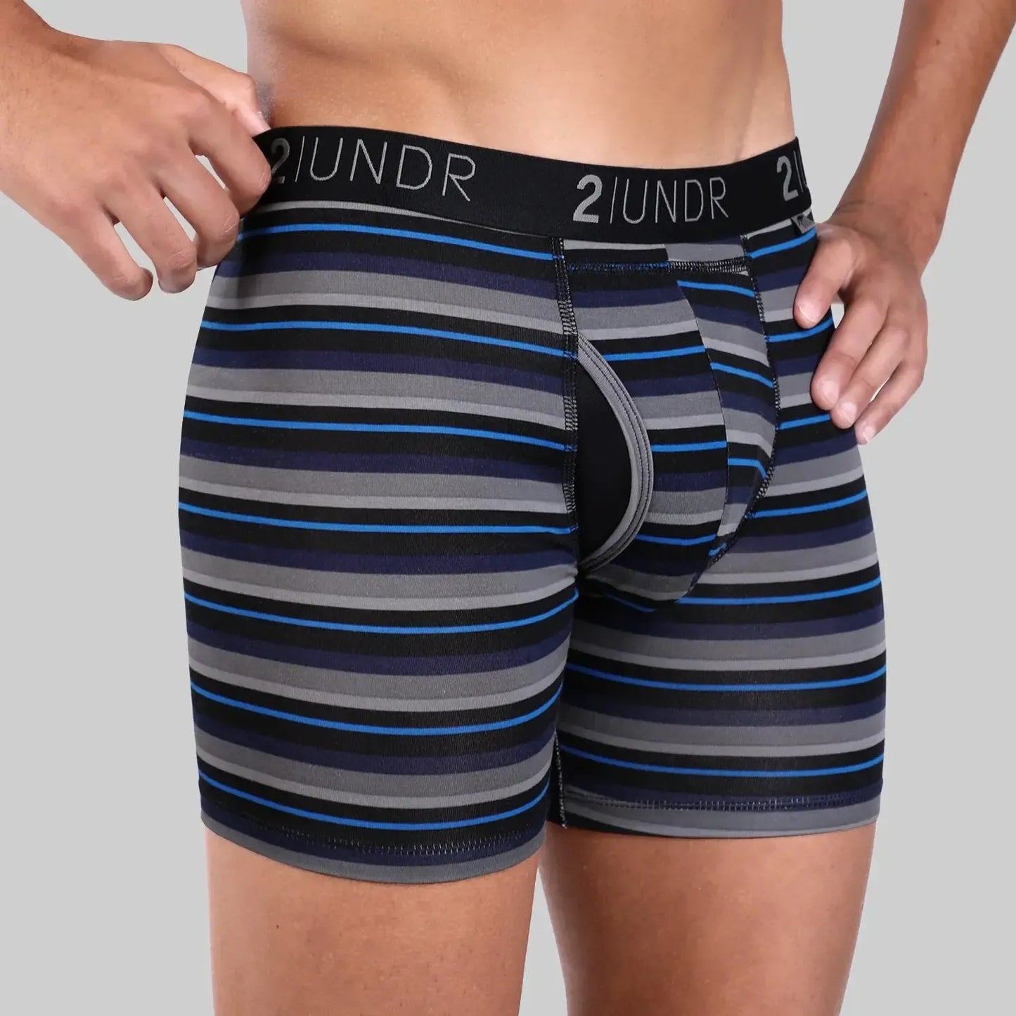 SWING SHIFT 6" BOXER BRIEF - BLUE STRIPE-MENS UNDERWEAR-2UNDR-JB Evans Fashions & Footwear