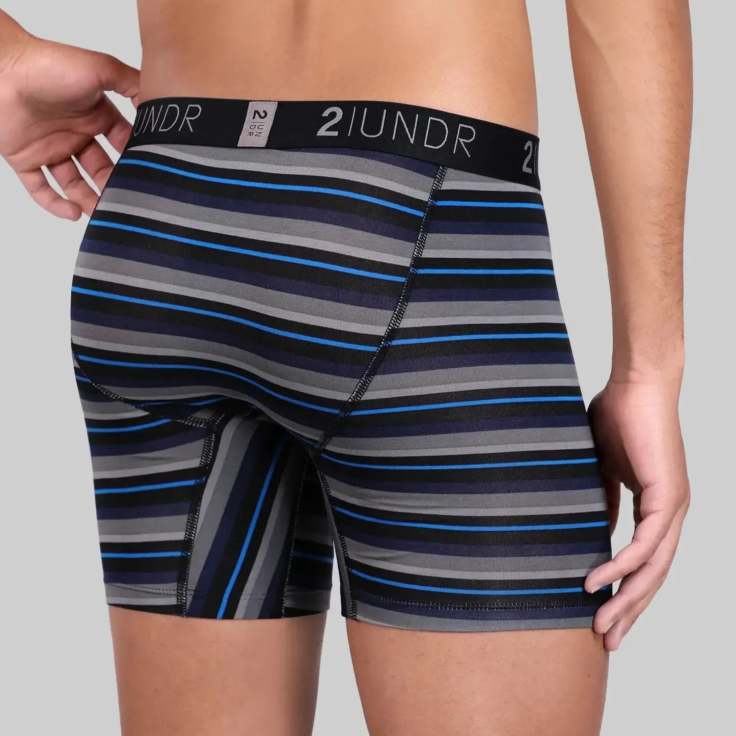 SWING SHIFT 6" BOXER BRIEF - BLUE STRIPE-MENS UNDERWEAR-2UNDR-JB Evans Fashions & Footwear