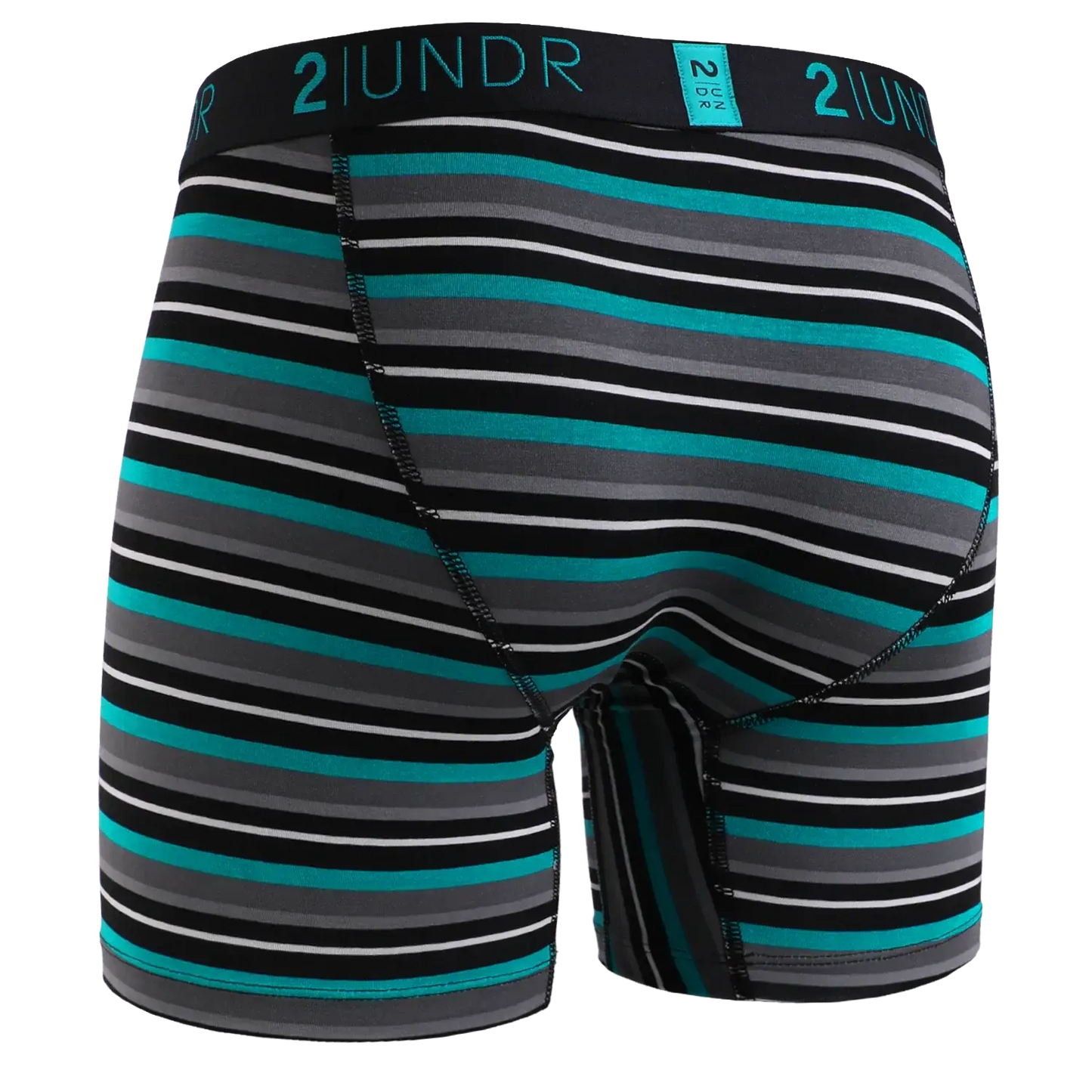 SWING SHIFT 6" BOXER BRIEF - TEAL STRIPE-MENS UNDERWEAR-2UNDR-JB Evans Fashions & Footwear