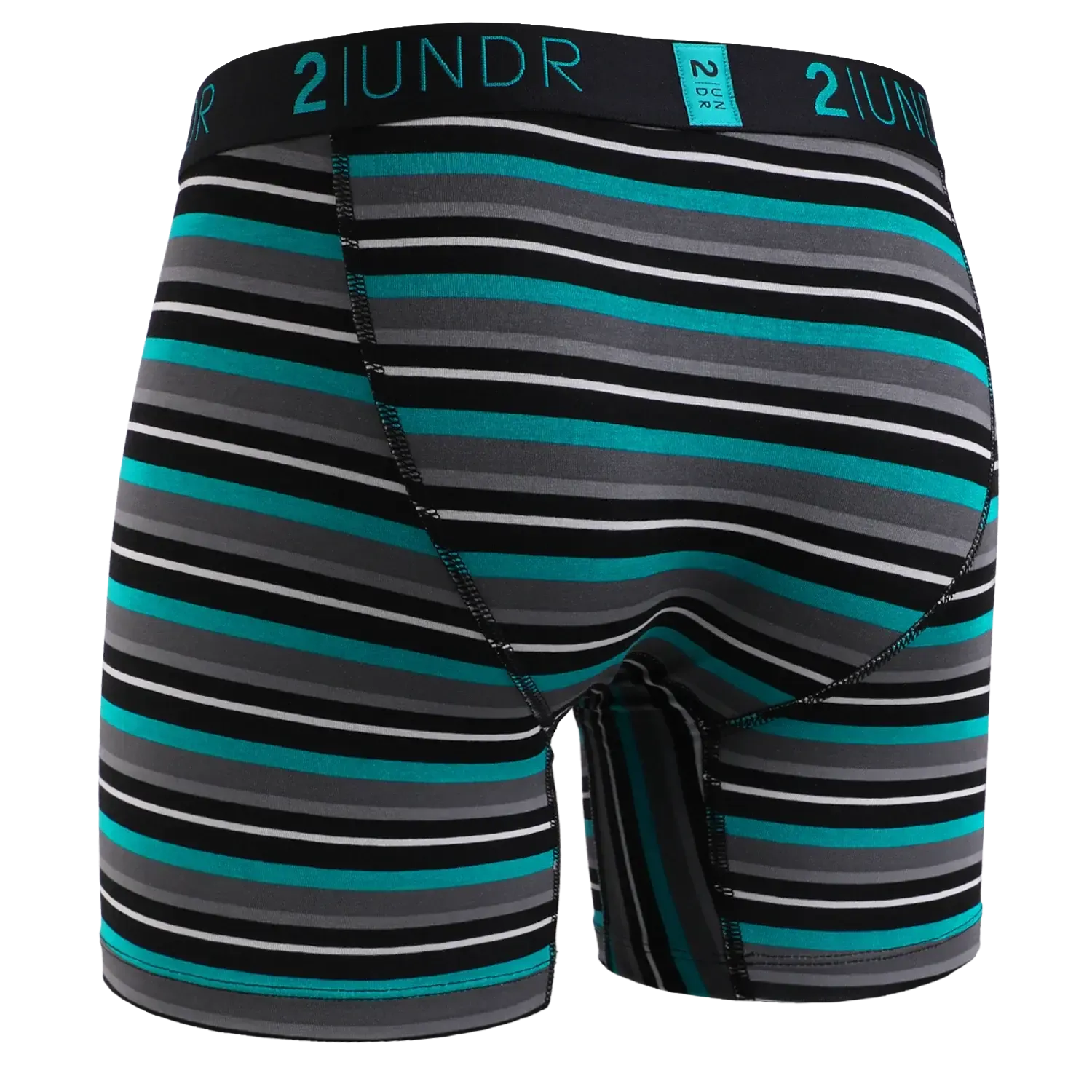 SWING SHIFT 6" BOXER BRIEF - TEAL STRIPE-MENS UNDERWEAR-2UNDR-JB Evans Fashions & Footwear