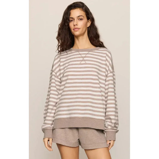 THE EVERYDAY STRIPED CREW-LADIES LOUNGE & SLEEPWEAR-Z SUPPLY-JB Evans Fashions & Footwear