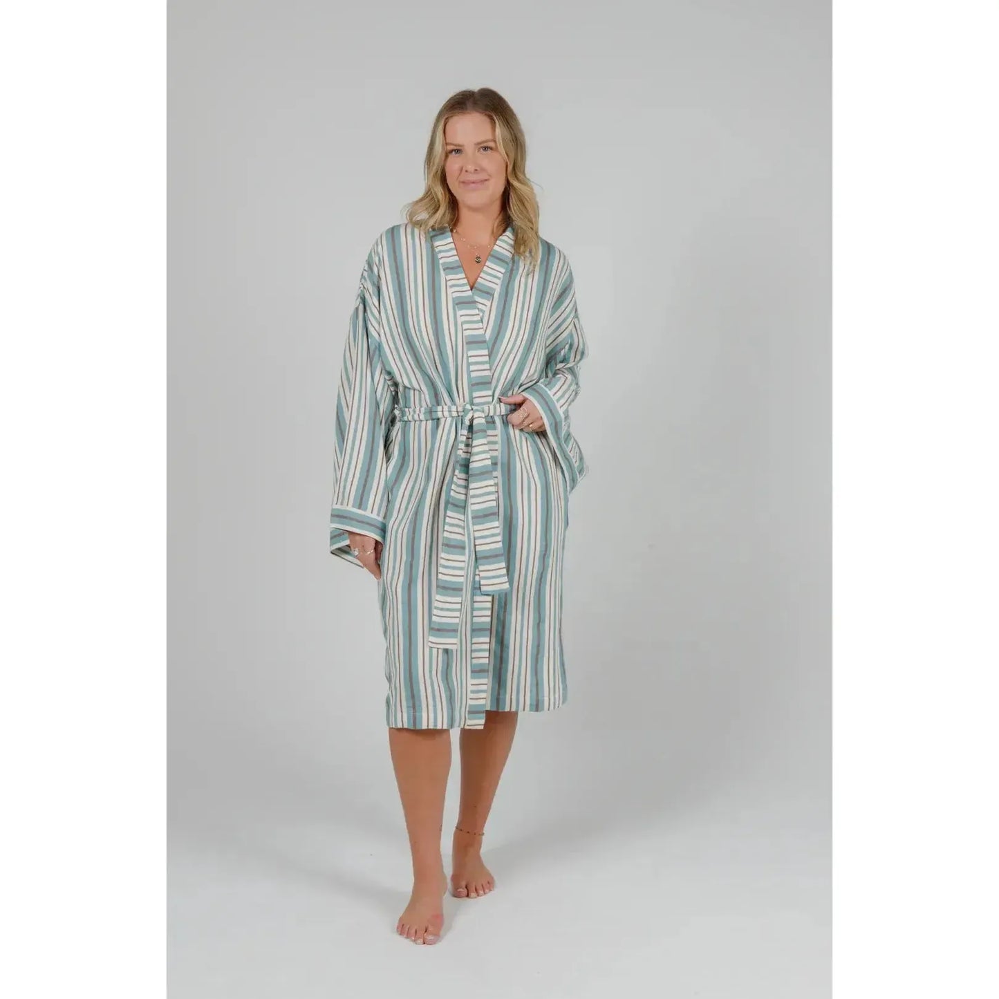 THE MISTRAL STRIPE ROBE-MISTRAL-O/SOCN-LADIES LOUNGE & SLEEPWEAR-TOFINO TOWEL CO-JB Evans Fashions & Footwear