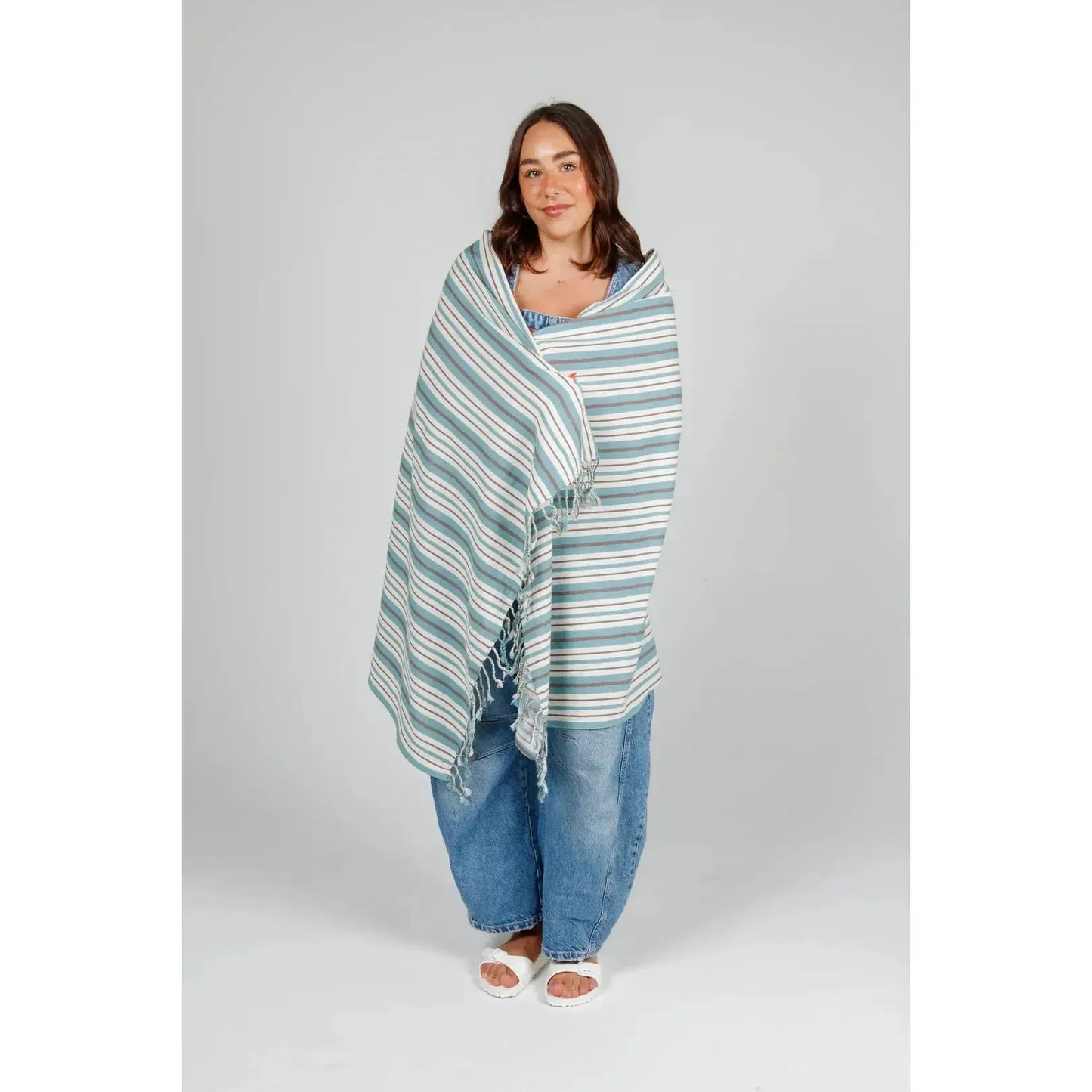 THE MISTRAL STRIPE TASSEL TOWEL-LADIES LOUNGE & SLEEPWEAR-TOFINO TOWEL CO-JB Evans Fashions & Footwear