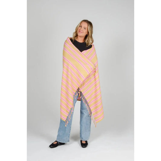 THE MISTRAL STRIPE TASSEL TOWEL-LADIES LOUNGE & SLEEPWEAR-TOFINO TOWEL CO-JB Evans Fashions & Footwear