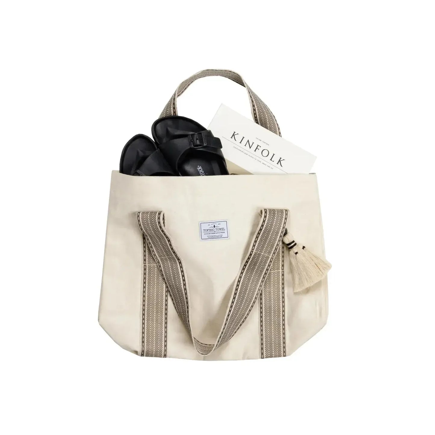 THE ORLA TASSEL TOTE BAG-TRAVEL ACCESSORIES-TOFINO TOWEL CO-JB Evans Fashions & Footwear