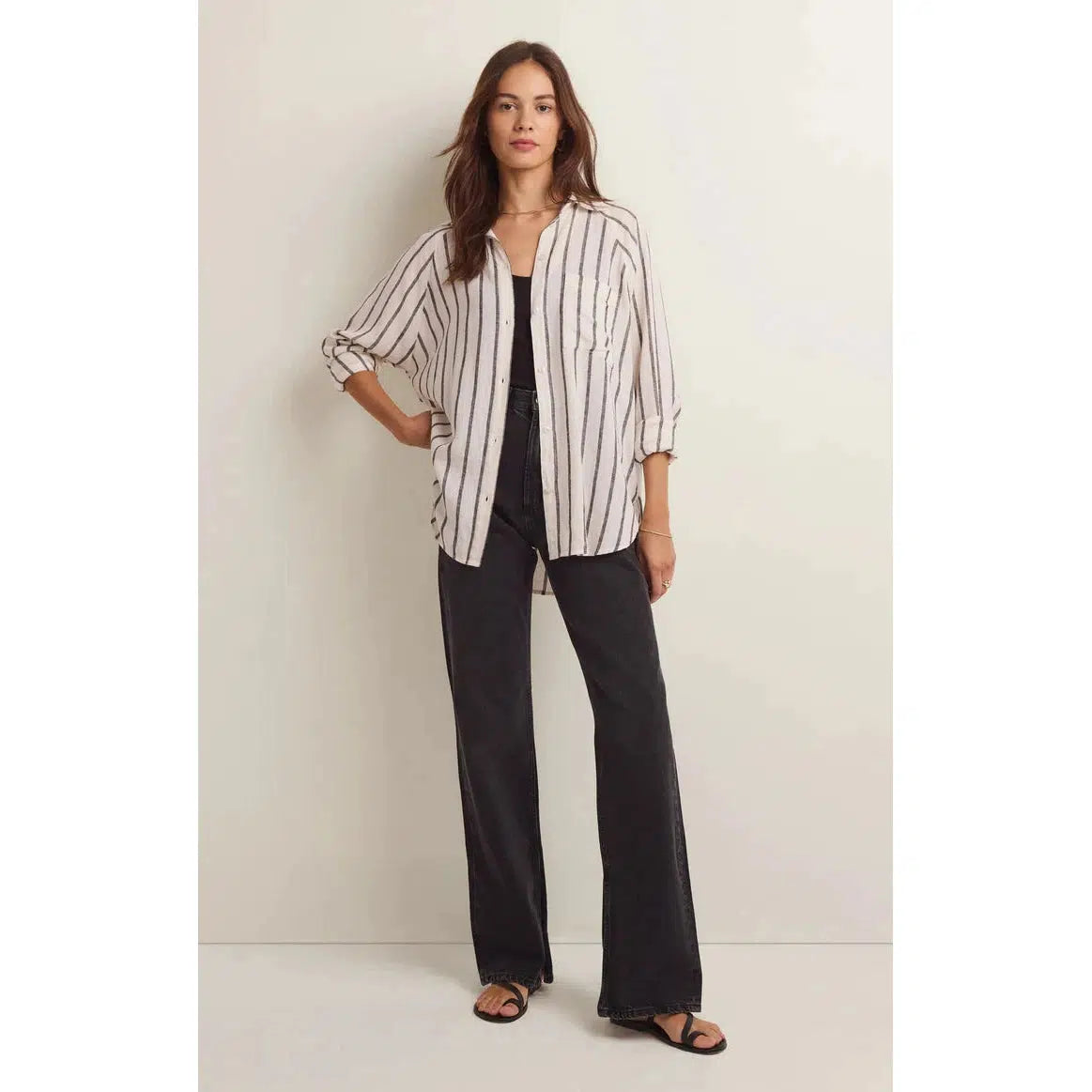 THE PERFECT LINEN STRIPE TOP-LADIES TOPS-Z SUPPLY-JB Evans Fashions & Footwear
